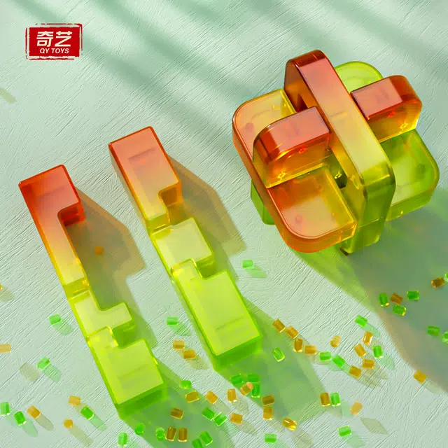 奇艺 鲁班锁榫卯琥珀渐变孔明锁 魔方