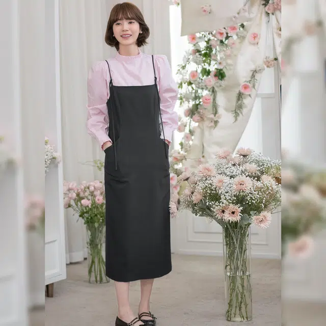 法儿家 日落时分早春韩系优雅气质辣妹吊带连衣裙 女款 黑色
