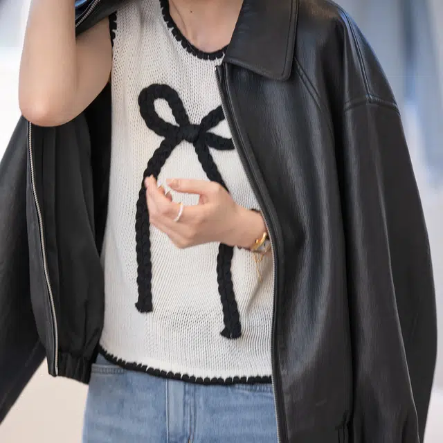 法儿家 蝴蝶甜妹早春韩系小个子刺绣无袖针织背心 女款 白色