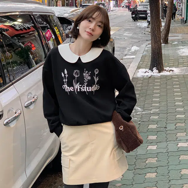 法儿家 娃娃领韩系通勤百搭打底长袖衬衫 女款 杏色