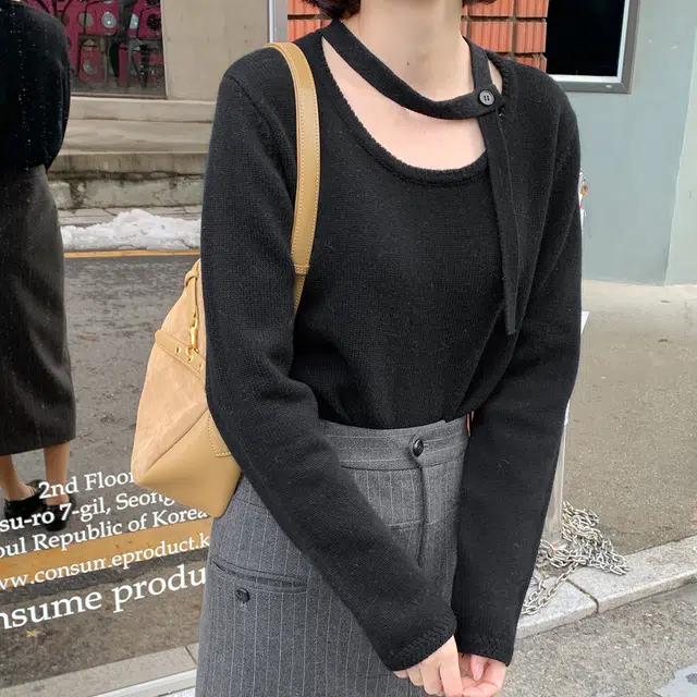 法儿家 飘带韩系毛衣打底衫针织衫 女款