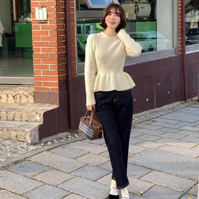 法儿家 铃兰毛衣韩系小个子通勤内搭毛衣针织衫 女款