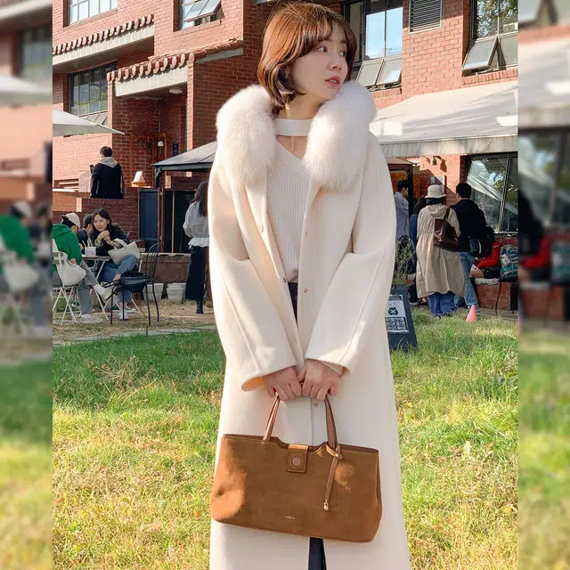 法儿家 韩系气质感通勤简约大衣 女款 白色