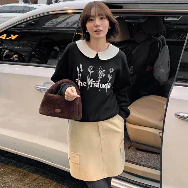 法儿家 娃娃领韩系通勤百搭打底长袖衬衫 女款 杏色
