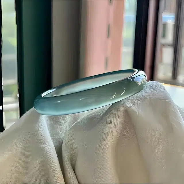 梨云暮雪 新中式 国潮 库里蓝 高冰通透 玛瑙 玉石手镯 女款