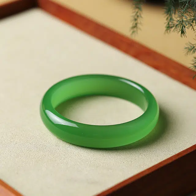 梨云暮雪 梅子青贵妃镯 新中式复古 国潮国风 招财转运 古风旗袍 汉服 小众高级显白 琉璃 玉石手镯 女款