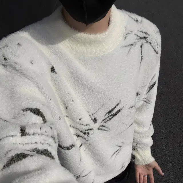 快鱼 美式复古慵懒风不规则提花设计柔软舒适百搭打底衫宽松休闲时尚保暖内搭针织长袖毛衣 男女同款