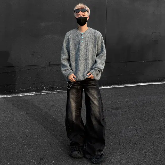 快鱼 美式纯色宽松舒适简约时尚高街百搭保暖学院慵懒毛衣 男女同款