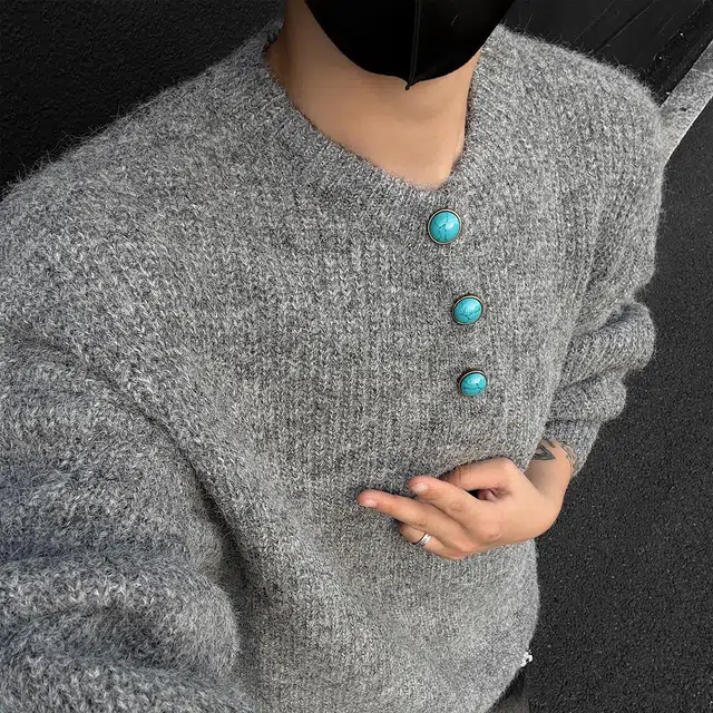 快鱼 美式纯色宽松舒适简约时尚高街百搭保暖学院慵懒毛衣 男女同款