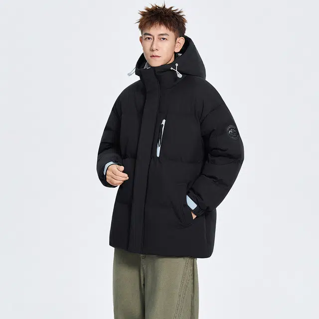 快鱼 时尚潮牌拉链设计高级感百搭舒适保暖连帽面包服棉袄宽松休闲防风抗寒落肩通勤雪地外套棉服 男女同款