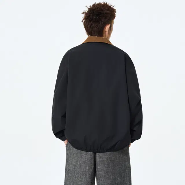 快鱼 日系复古潮流简约纯色基础防风防水保暖百搭外套单排扣翻领夹克 男女同款