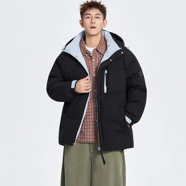 快鱼 时尚潮牌拉链设计高级感百搭舒适保暖连帽面包服棉袄宽松休闲防风抗寒落肩通勤雪地外套棉服 男女同款