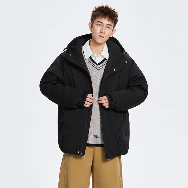 快鱼 美式复古纯色连帽夹棉保暖舒适百搭工装外套棉袄休闲宽松防风抗寒耐磨长袖通勤户外登山棉服 男女同款