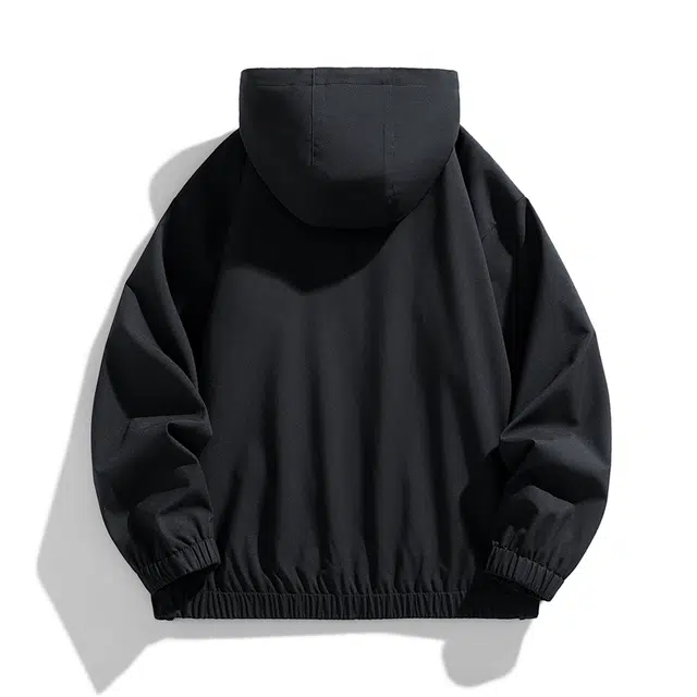 快鱼 美式高街简约复古户外山系工装机能纯色拼接拉链设计感飞行员落肩防风防水通勤百搭宽松休闲教练连帽夹克外套 男女同款