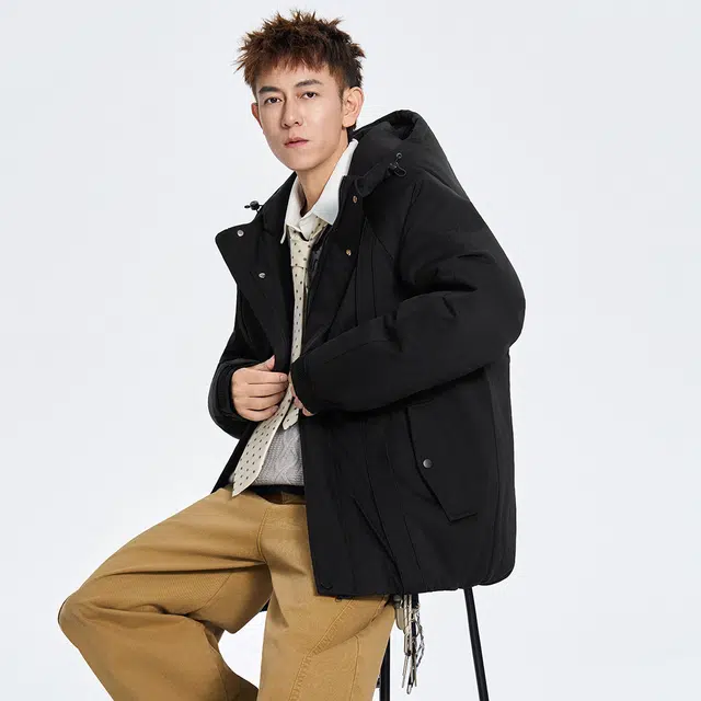 快鱼 美式复古纯色连帽夹棉保暖舒适百搭工装外套棉袄休闲宽松防风抗寒耐磨长袖通勤户外登山棉服 男女同款