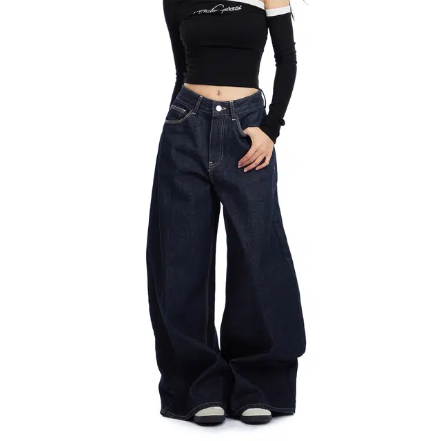 APEA Wide Leg Jeans Deep Blue