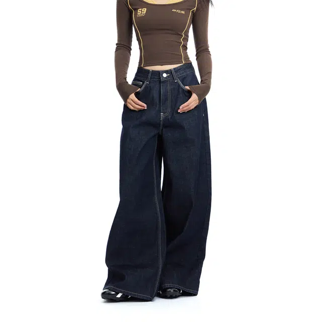 APEA Wide Leg Jeans Deep Blue