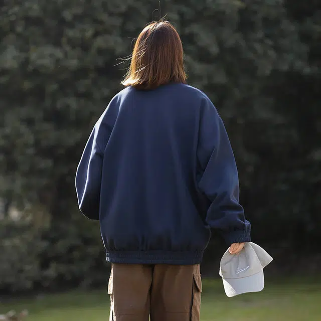 巴塞罗那足球俱乐部 纯色无性别主义防风透气保暖耐磨工装教练飞行员外套宽松高街复古老钱风舒适长袖简约休闲痞帅立领夹克 男女同款