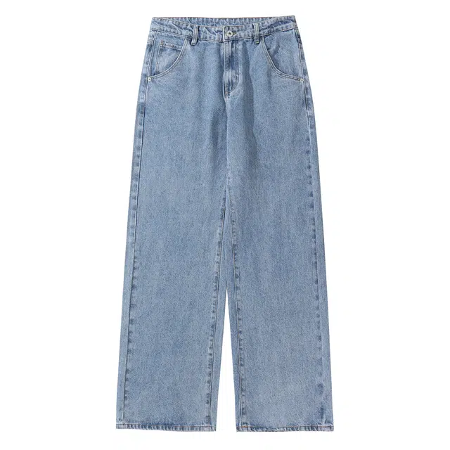 巴塞罗那足球俱乐部 美式高街潮牌简约字母印花长裤百搭宽松直筒舒适通勤水洗复古休闲牛仔裤 男女同款