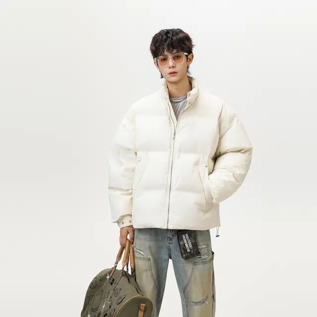 巴塞罗那足球俱乐部 美式高街复古经典款简约纯色字母队徽印花冬季加厚防寒保暖立领百搭休闲长袖外套面包棉服 男女同款