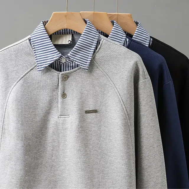 杜克恩 日系重磅衬衫设计感小众宽松拼接翻领外套秋季休闲潮流百搭长袖卫衣 男女同款