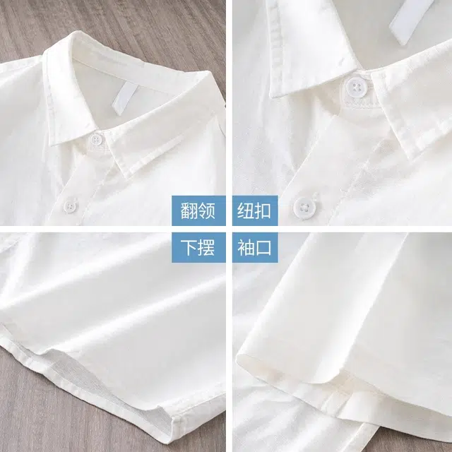 杜克恩 美式亚麻棉衬衣夏季纯色基础款宽松透气百搭休闲短袖衬衫 男女同款