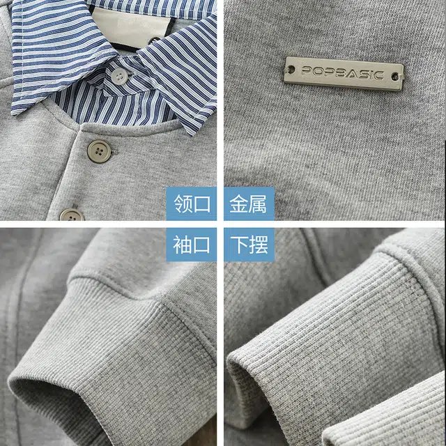 杜克恩 日系重磅衬衫设计感小众宽松拼接翻领外套秋季休闲潮流百搭长袖卫衣 男女同款