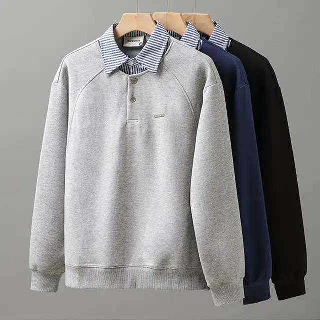 杜克恩 日系重磅衬衫设计感小众宽松拼接翻领外套秋季休闲潮流百搭长袖卫衣 男女同款