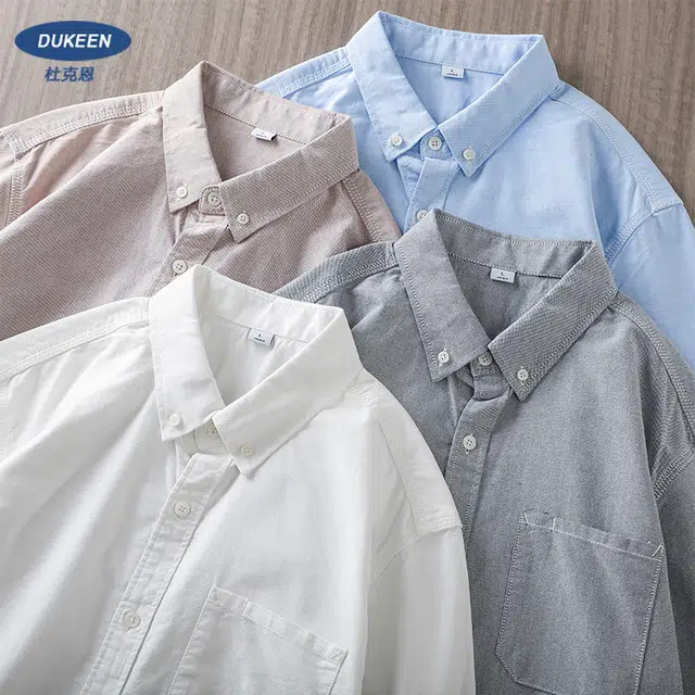 杜克恩 纯棉牛津纺纯色外套秋季美式复古高级感休闲可内搭外穿潮流百搭长袖衬衫 男女同款