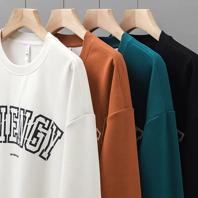 杜克恩 美式复古重磅字母发泡印花圆领套头秋季宽松休闲街头潮流简约设计感长袖情侣卫衣 男女同款