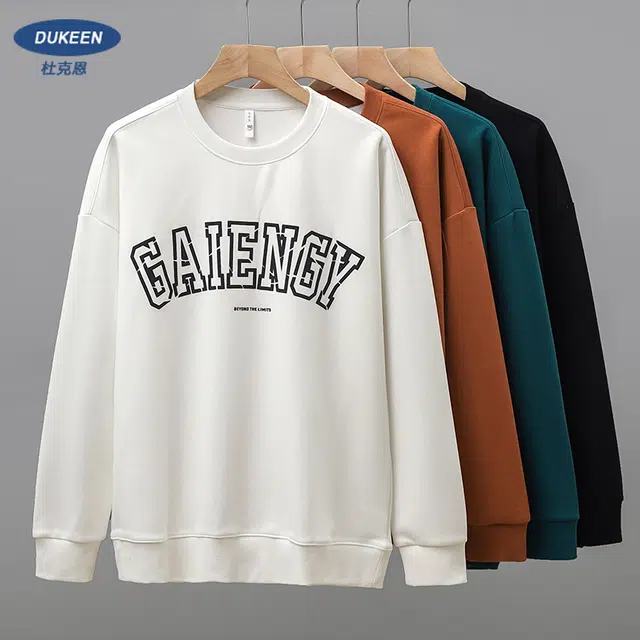 杜克恩 美式复古重磅字母发泡印花圆领套头秋季宽松休闲街头潮流简约设计感长袖情侣卫衣 男女同款