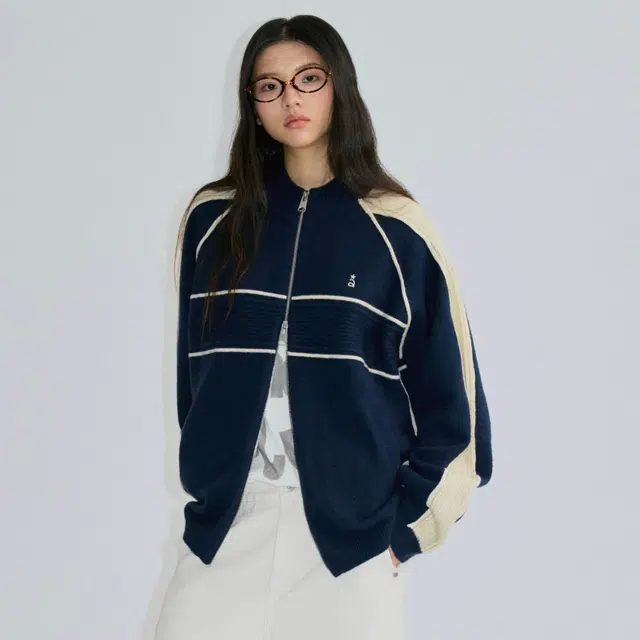 ROARINGWILD Colorblock Zip Wool Sweater