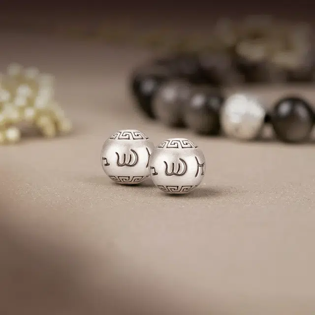 中国黄金 珍·尚银 新中式 六字箴言 时来运转复古小众轻奢 禅意文玩绕指念珠设计感 诸事顺利民族风手饰品 礼盒 黑曜石 玉石手串 男款
