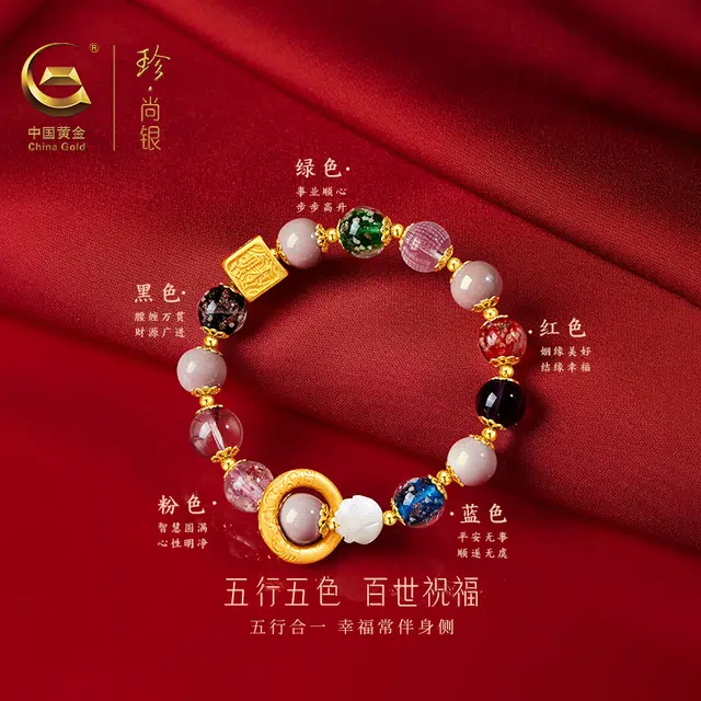 【诸事顺遂】中国黄金 珍·尚银 新中式国潮 五行金箔 香灰琉璃转运珠 六字箴言 心经 招财纳福 复古民族风 礼盒 水晶 手串 女款