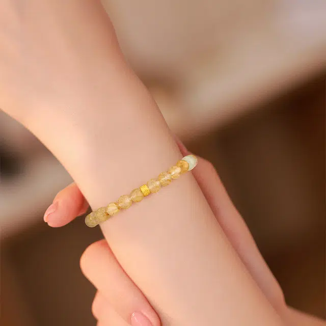 【时来运转】中国黄金 珍·尚银 六字箴言转运珠 吸金招财财源滚滚 新中式国潮复古小众设计 #好运天然 金发晶 水晶手串 男女同款情侣款