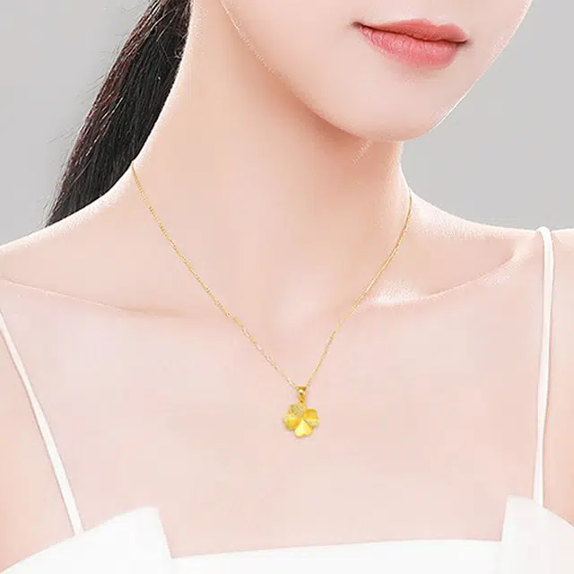 中国黄金 珍·尚银 浪漫四叶草项链 小众高级感 日常百搭锁骨链 时尚简约 足金 一口价 黄金吊坠 女款 女神母亲礼物礼盒