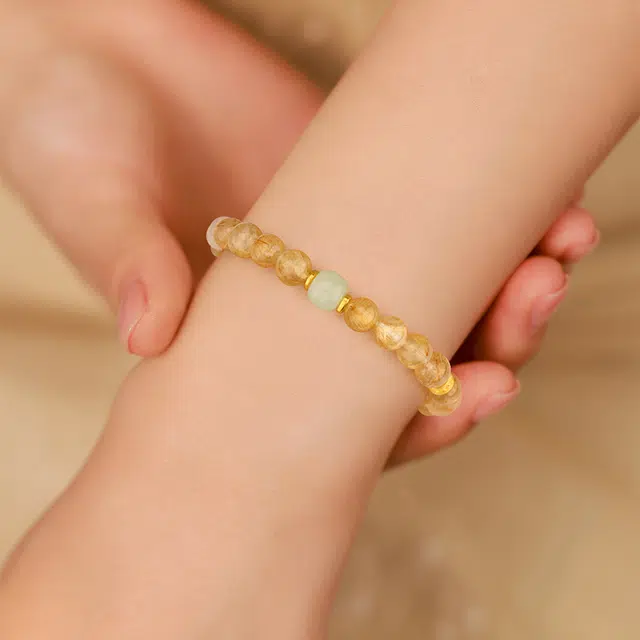 【时来运转】中国黄金 珍·尚银 六字箴言转运珠 吸金招财财源滚滚 新中式国潮复古小众设计 #好运天然 金发晶 水晶手串 男女同款情侣款