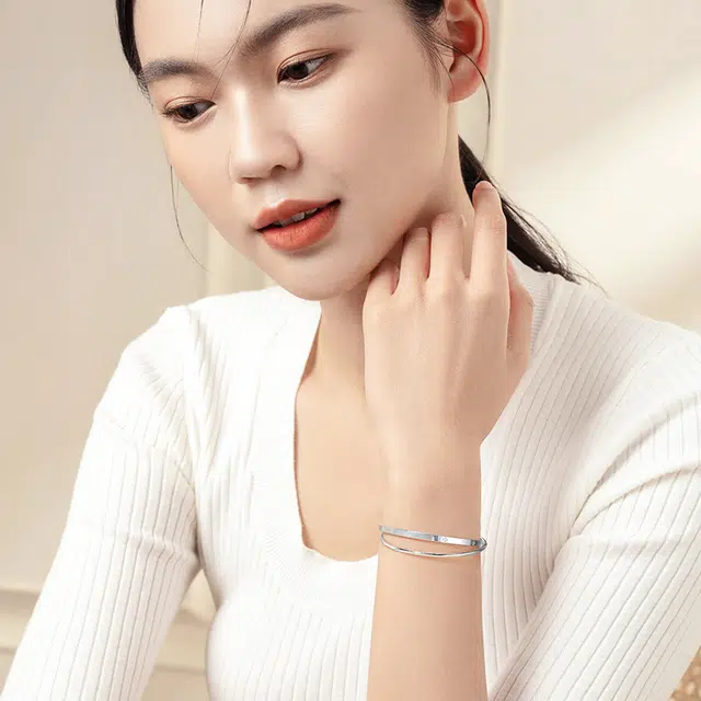 歌澜 双环四叶草叠戴 轻奢小众百搭款 手镯 女款 礼物