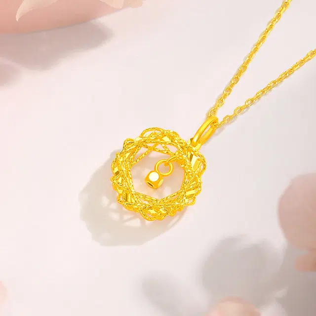 中国黄金 珍·尚银 梦幻捕梦网 莫比乌斯环爆闪锁骨链 小众设计感 足金 按克计价 黄金吊坠 女款 表白女友礼盒
