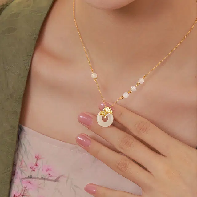 珍·尚银 和其有杏 和田玉 和田玉项链 女款 白玉
