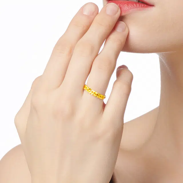 梦金园 黄金戒指 足金 满天星闪耀指环 时尚百搭活口可调节戒 女款 礼物礼盒
