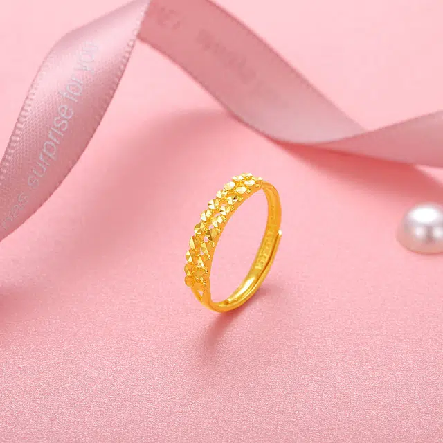 梦金园 黄金戒指 足金 满天星闪耀指环 时尚百搭活口可调节戒 女款 礼物礼盒