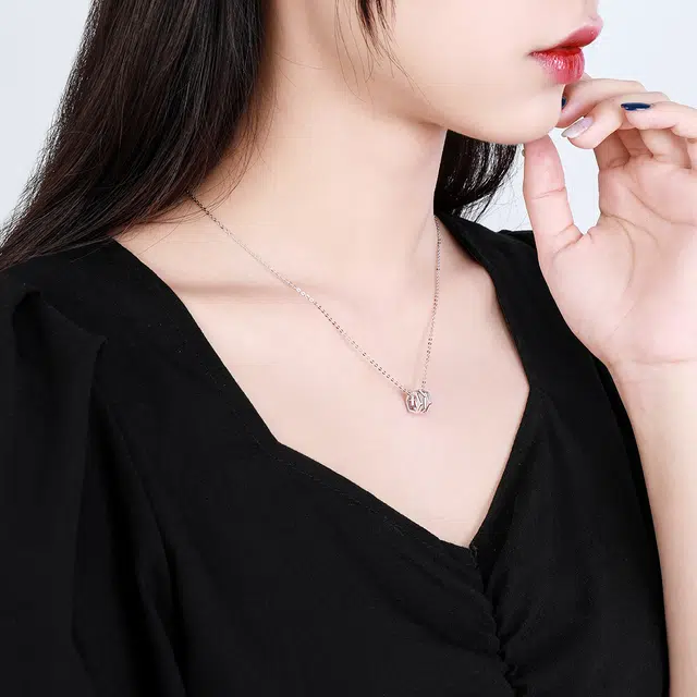 梦金园 小蛮腰路路通锁骨链 不规则几何设计套链 简约百搭毛衣链首饰 铂金 项链 女款