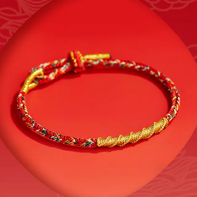 银千惠 鸿运彩绳 新中式国潮风 本命年平安纳福红绳复古盘龙结小众精致简约五彩编织手绳好运 百搭可调节首饰礼盒装 手链 女款