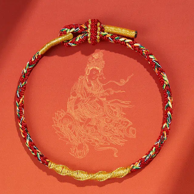 银千惠 鸿运彩绳 新中式国潮风 本命年平安纳福红绳复古盘龙结小众精致简约五彩编织手绳好运 百搭可调节首饰礼盒装 手链 女款