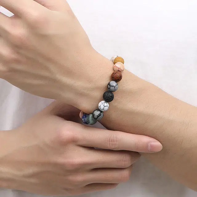银千惠 多宝多福串珠 新中式国潮国风转运珠平安复古小众招财上岸手持文玩把件佛珠盘玩念珠可调节首饰 白松石 手串 男款 礼盒装