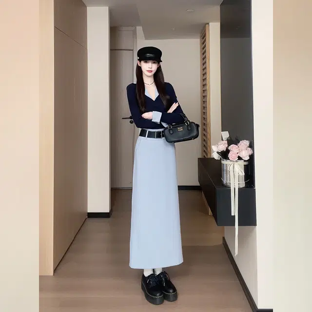 松本丧丧 韩系氛围感早秋穿搭设计感休闲显瘦上衣女衬衫领琥珀系复古套头针织衫 女款