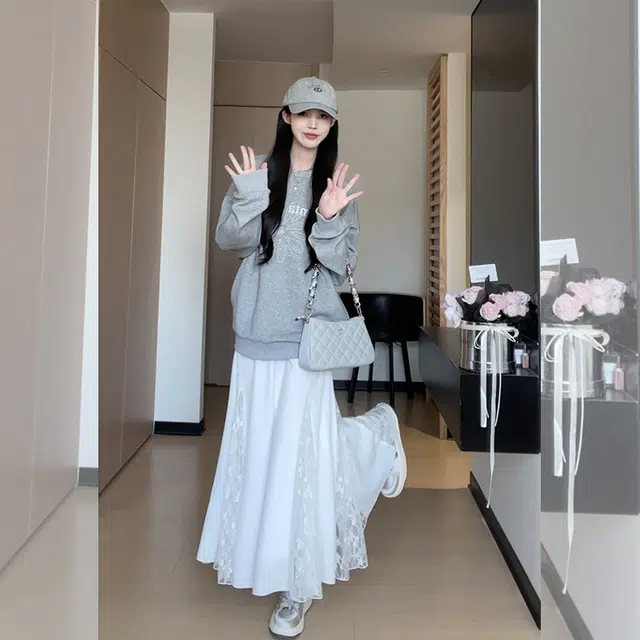 松本丧丧 秋冬休闲感套头慵懒宽松休闲 设计感穿搭卫衣 女款