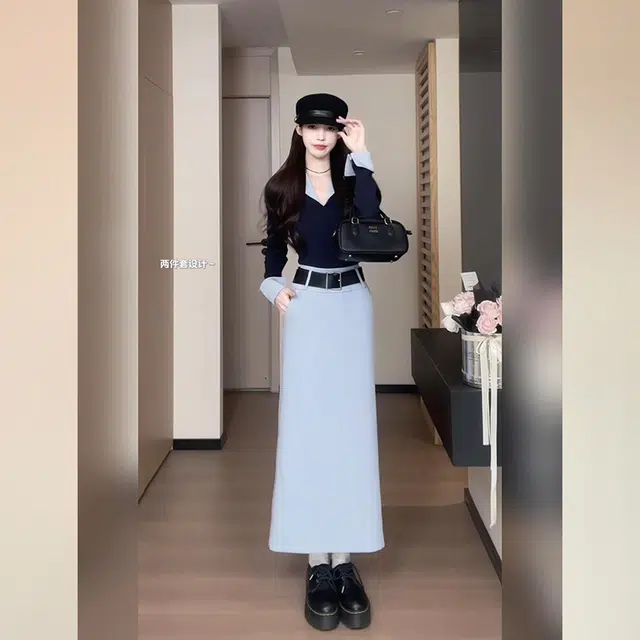 松本丧丧 韩系氛围感早秋穿搭设计感休闲显瘦上衣女衬衫领琥珀系复古套头针织衫 女款