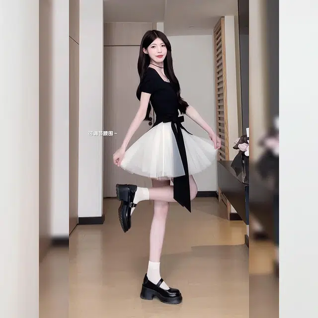 松本丧丧 气质舒适时尚短袖连衣裙 女款